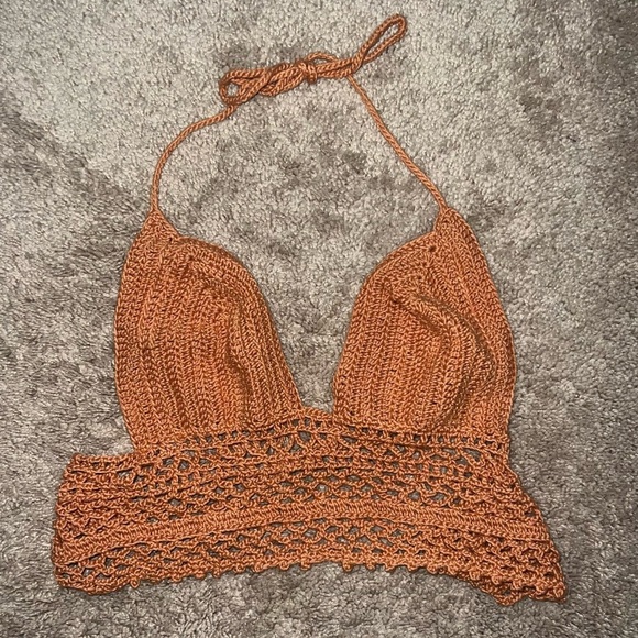 ASIVOY Knit Crop Top Handmade in Mexico Peach Melon - Picture 2 of 7